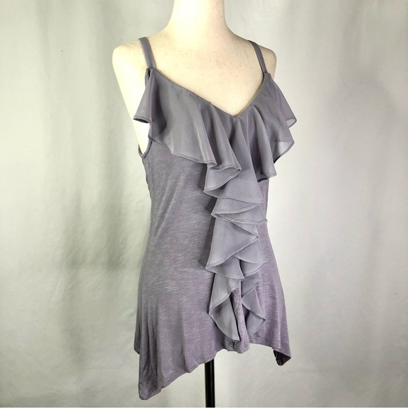 VTG 1.9 One Sept ruffled tank top 90s chiffon slub rayon dusty lavender purple S - Picture 10 of 10